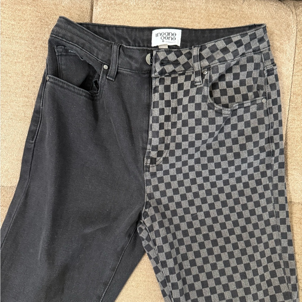Slim Black and Gray Checkered Jeans